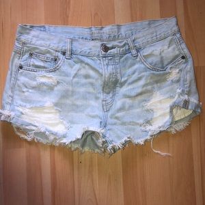 American Eagle light blue jean shorts